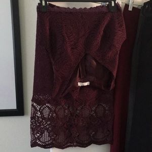 Lush lace crop top and skirt